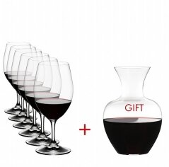 סט 6 כוסות יין רידל אוברטור מגנום + דקנטר תפוח מתנה - 